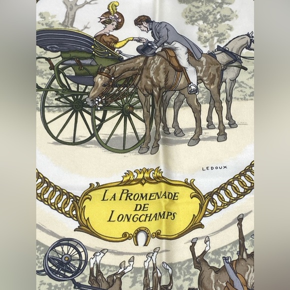 Hermes Vintage Silk Scarf Carre 90 “La Promenade De Longchamps” By P.Ledoux - Picture 14 of 14
